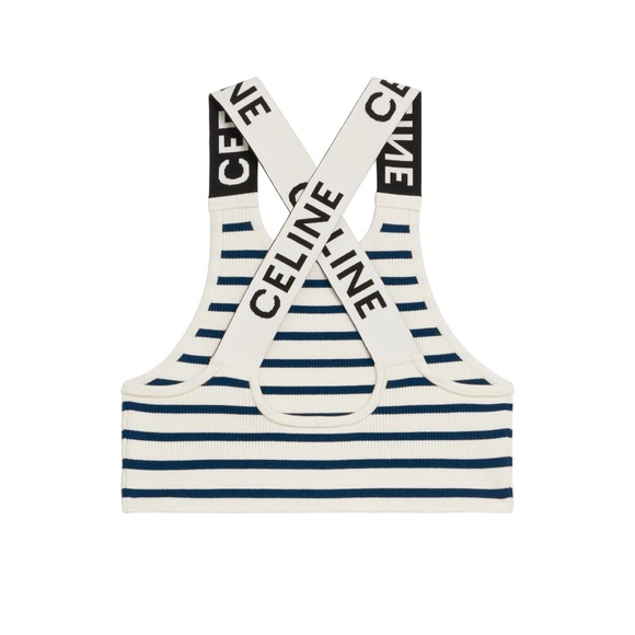 Celine Cross Back Bra *new with tags* Off white / Navy Size Small S - Picture 7 of 8